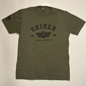 Shiner Beer Military Army Green T Shirt T-Shit Mens M Medium